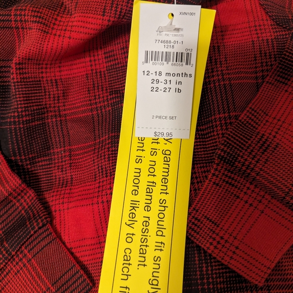 Baby Gap Red Plaid Cotton Pajama Set - 12-18 mos NWT - Picture 7 of 7